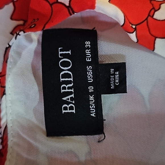 BARDOT Fiesta Red Floral Faux Wrap Dress - Picture 3 of 5